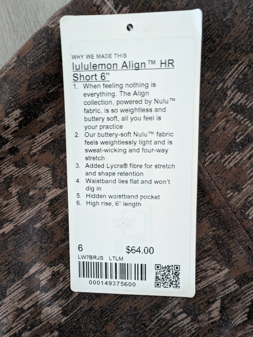 NWT Rare Lululemon Align HR Short 6" Truleopard Max Brown Multi Size 6 - Picture 9 of 10